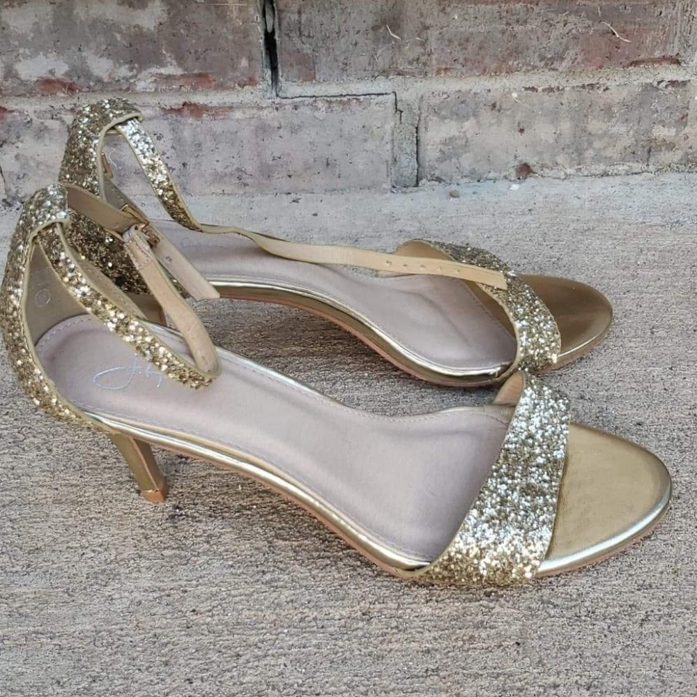 J. Adams gold glitter heels size 11